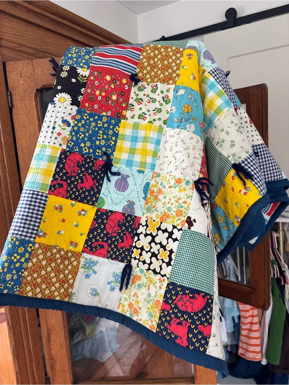 Vintage Patchwork crazy quilt Multi-Color Cotton Quilt Throw
